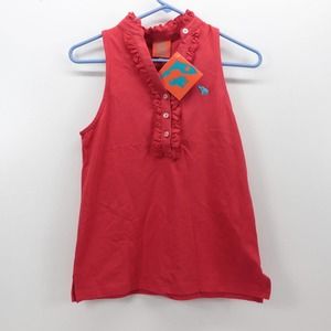 Tracy Negoshian Jennie Red Halter Ruffle Polo Womens Size Small